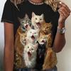 Новые футболки с 3D принтом кошек для женщин, летняя модная уличная футболка с круглым вырезом и короткими рукавами для девочек, красивая футболка, женская одежда