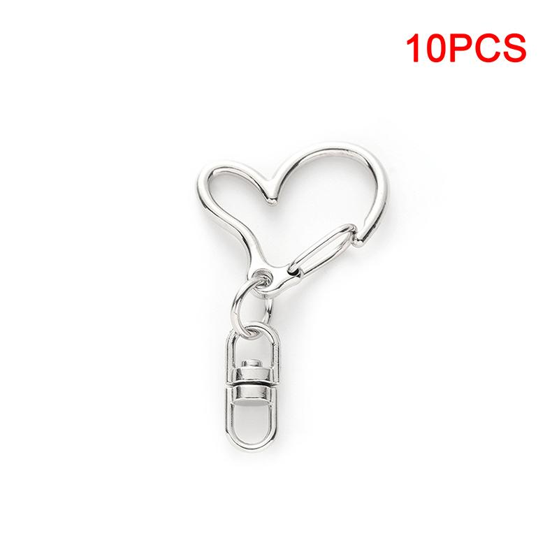 10 шт. брелок для ключей в форме сердца, брелок для ключей, аксессуары для самостоятельного изготовления, карабин