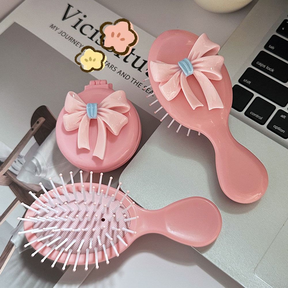 Pink Handle Comb Compact Pocket Hair Brush Mini Massage Comb Women