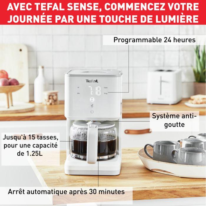 Cafetière Filtre Programmable TEFAL SENSE Blanche 15 Tasses, 1,25L CM693110