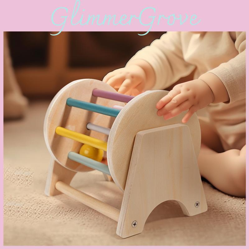 Montessori Wooden Tabletop Rolling Drum Children Coordination Toy Training