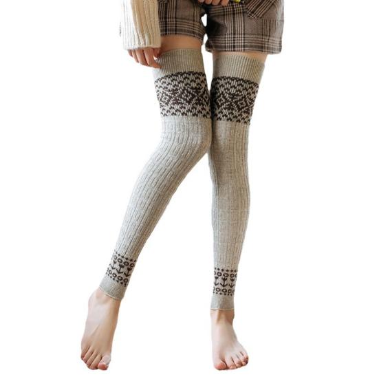 1 пара женских зимних носков для голени из плотного материала с цветными блоками, накидки на ноги выше колена, нескользящие, высокоэластичные, сохраняющие тепло носки