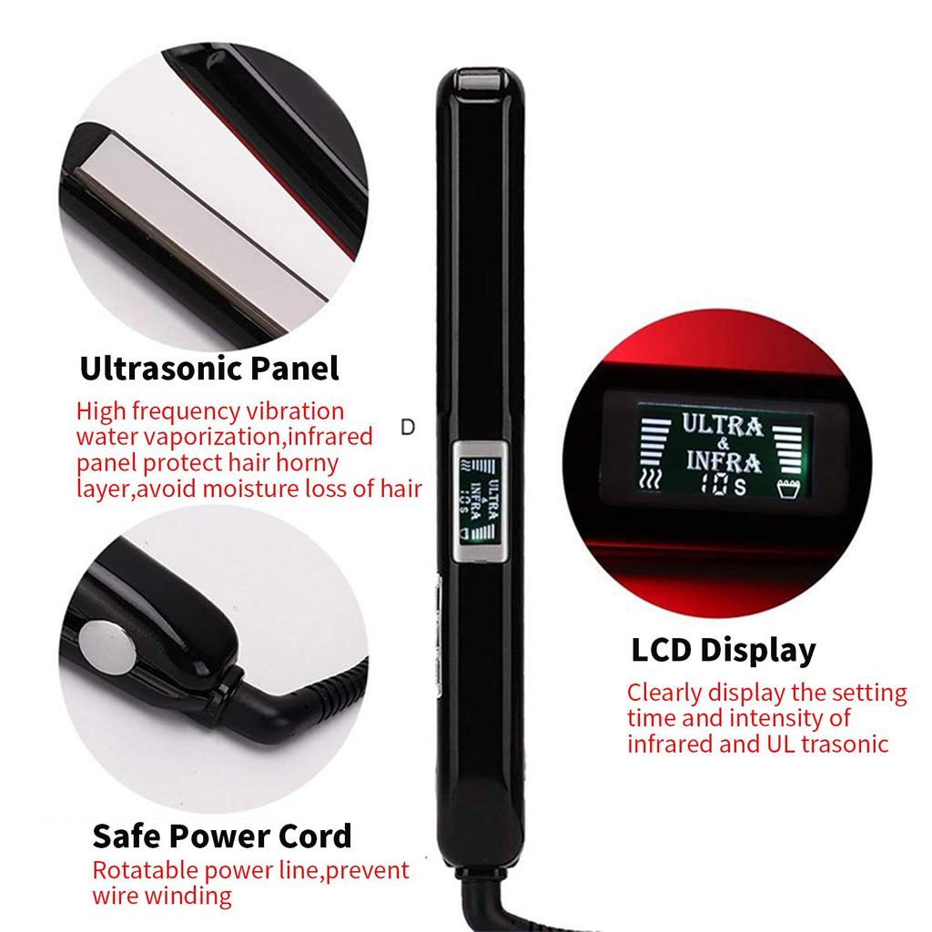 Hair Care Ultrasonic Infrared Hair Straightener with LCD Display Cold Flat Iron Hair No Heating Recovers Damaged Hair Cold Plate Hair Straightener
