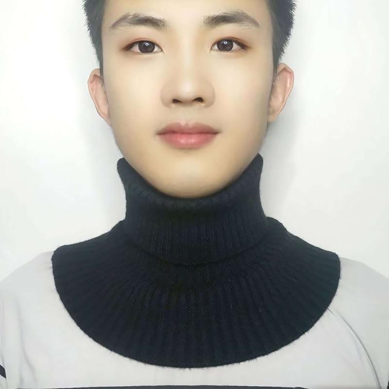Мужской и женский шарф с искусственным воротником, вязаный эластичный шарф с накладным воротником, теплый зимний велосипедный ветрозащитный шарф с оборками, съемный шарф с запахом