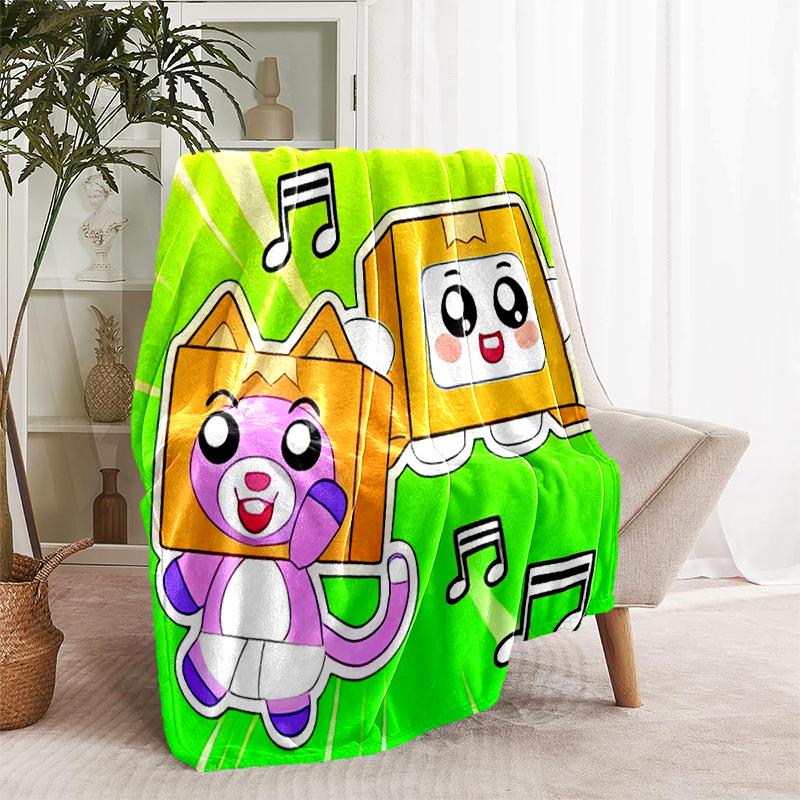 1pc Blanket Lankybox Foxy and Rocky3 Print Design, Lightweight Blanket for Sofa, Bed- Soft &Warm, Gift for All Seasons like Christmas, Halloween