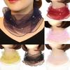 1pc Elegant Transparent Women Ladies Scarf Fake Pearl Decor Mesh Necklace Scarf Circle Scarf For Autumn Clothing Accessories