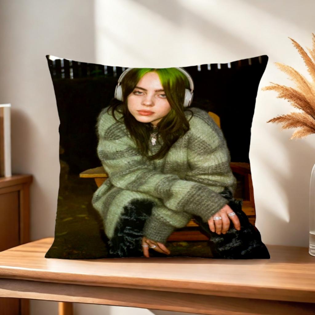 B-Billie E-Eilish Anime Style Pillowcase 45X45Cm Sofa Bed Cushion Cover For Bedroom Car Office Sofa Fashion Perfect Fan Gift