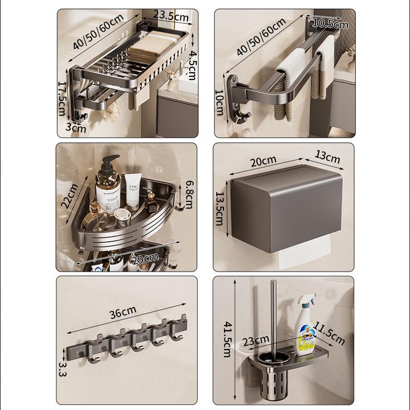 Металлический без сверления Комбинированная полка и вешалка для полотенец для ванной
