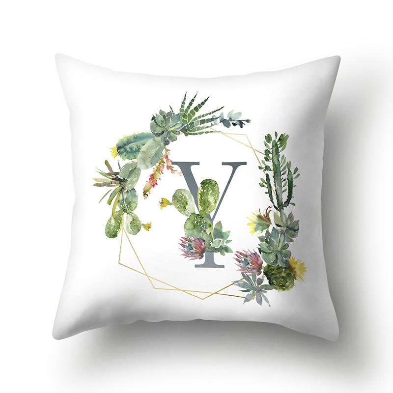 Полиэстеровая наволочка Дом Зеленый Суккулент Наволочка 26 Английских Букв Наволочка для Подушки Чехол для Подушки в Автомобиль