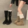 Зимние Теплые Женские Пушистые Сапоги до Колена Сохраняют Моду Слипоны Короткий Плюш Длинные Ботильоны Обувь Mujer