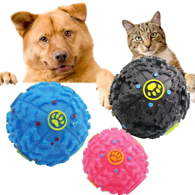 Colorful Squeaky Chew Toy Puzzle Ball for Dogs - Available in Large & Small