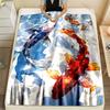 Плед с принтом "Карпы, плавающие в воде", разных размеров, из фланели, мягкий, теплый, для всех сезонов, для дома, улицы, кемпинга, пикников, автодома