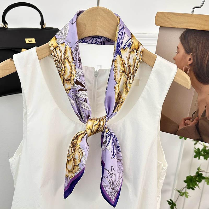 Silk Scarf Neck 70 Square Scarf New Printing Small Fresh Versatile Streamer Neck Protector Scarf Shawl
