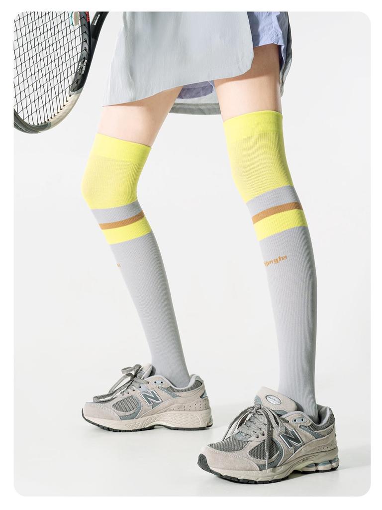 Женские компрессионные спортивные носки выше колена для велоспорта, пешего туризма, бега, альпинизма, фитнеса и поддержки середины икры.