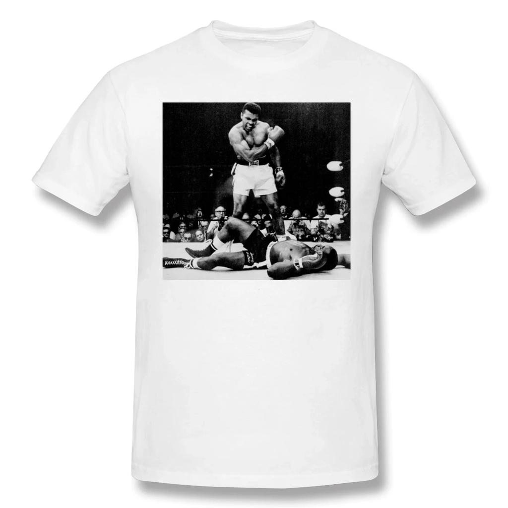 Мужская хлопковая футболка с принтом больших размеров, футболка с надписью «Мухаммед Али выбивает Сонни Листона»