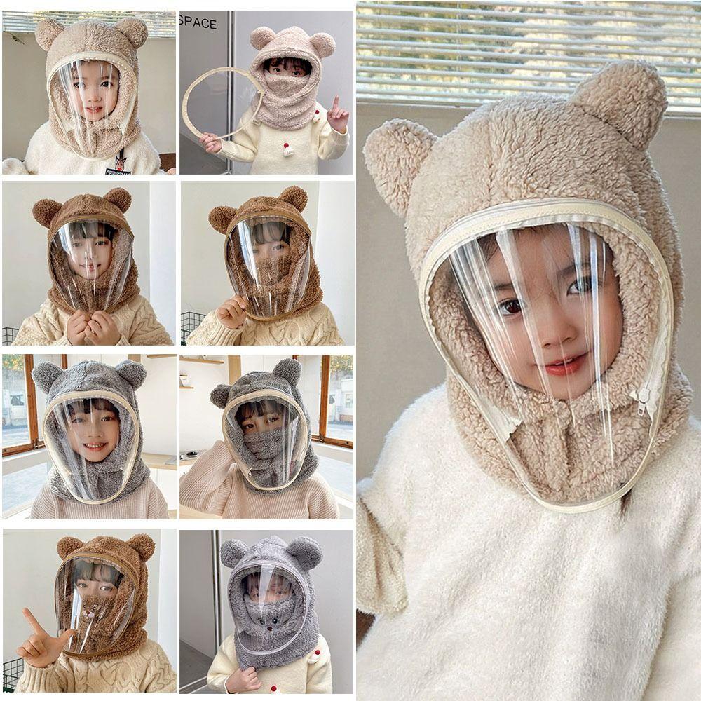 Plush Integrated Hat Mask Thickened Windproof Mask Cap Winter Warm Full Face Mask Hat for Kids