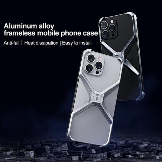 New Metal Frameless Phone Case for IPhone15 14 13 Pro Max Shockproof Armor Cover