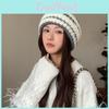 Wool Textured Knitting Beanie Women Cap Ear Protection Loose Fit Seasons Cold