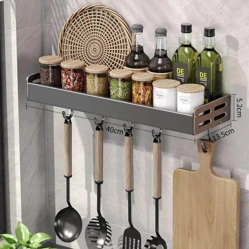 Wall Mounted Kitchen Storage Rack Waterproof Seasoning Storage Shelf Household Knife Holder Space Aluminum Cutting Board Rack