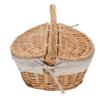 Wicker Picnic Basket with Double Lids Handle Removable Liner Hand Woven Picnic Basket for Outdoor