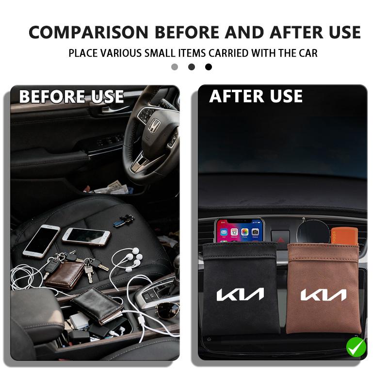 BBEB3 Car Air Vent Sunglass Phone Coin Key ID Card Storage Bag For KIA K5 K2 Optima Soul Spectra Niro Cadenza Sephia Carens