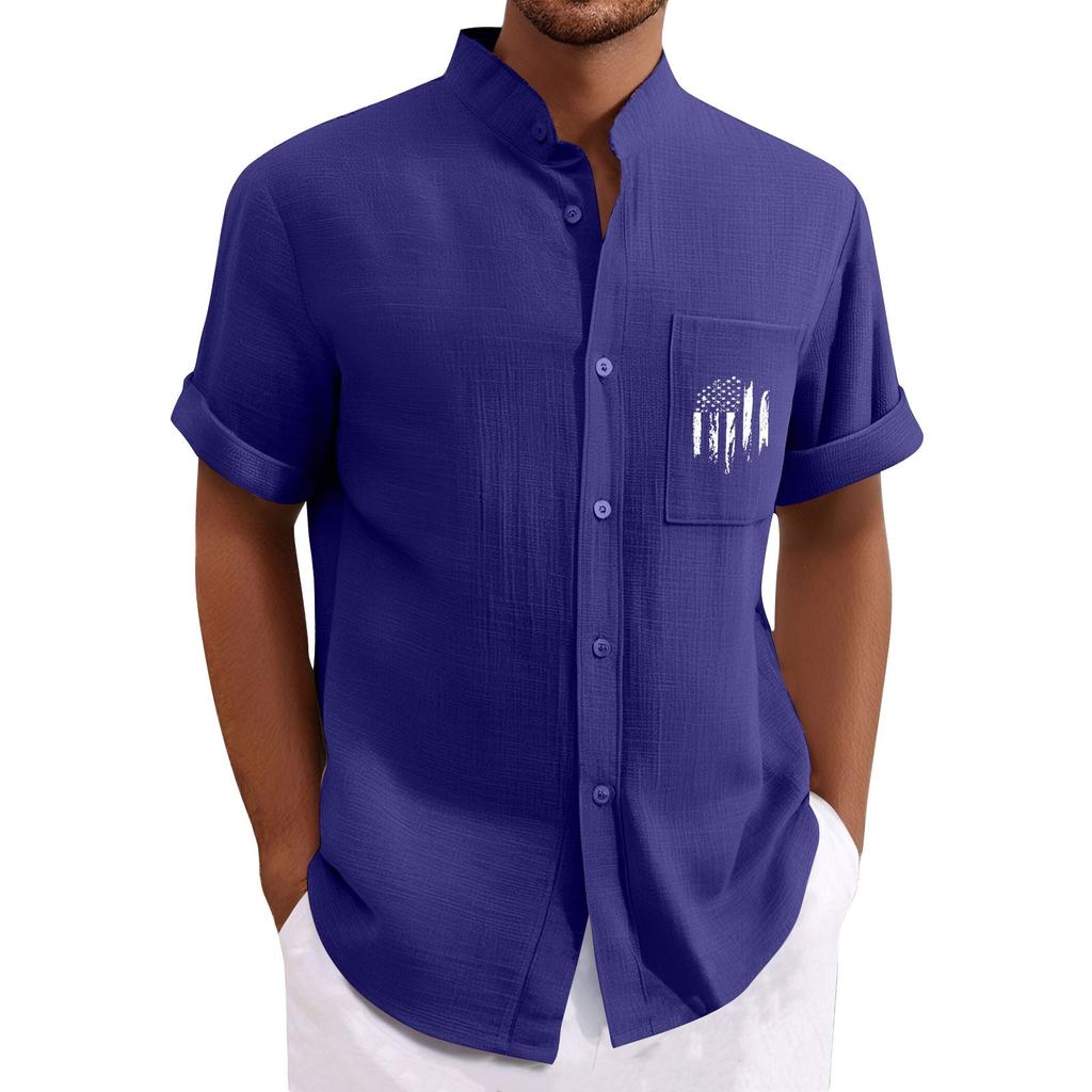 Men'S Casual Loose Short Sleeved Printed Shirt With Fashionable Top