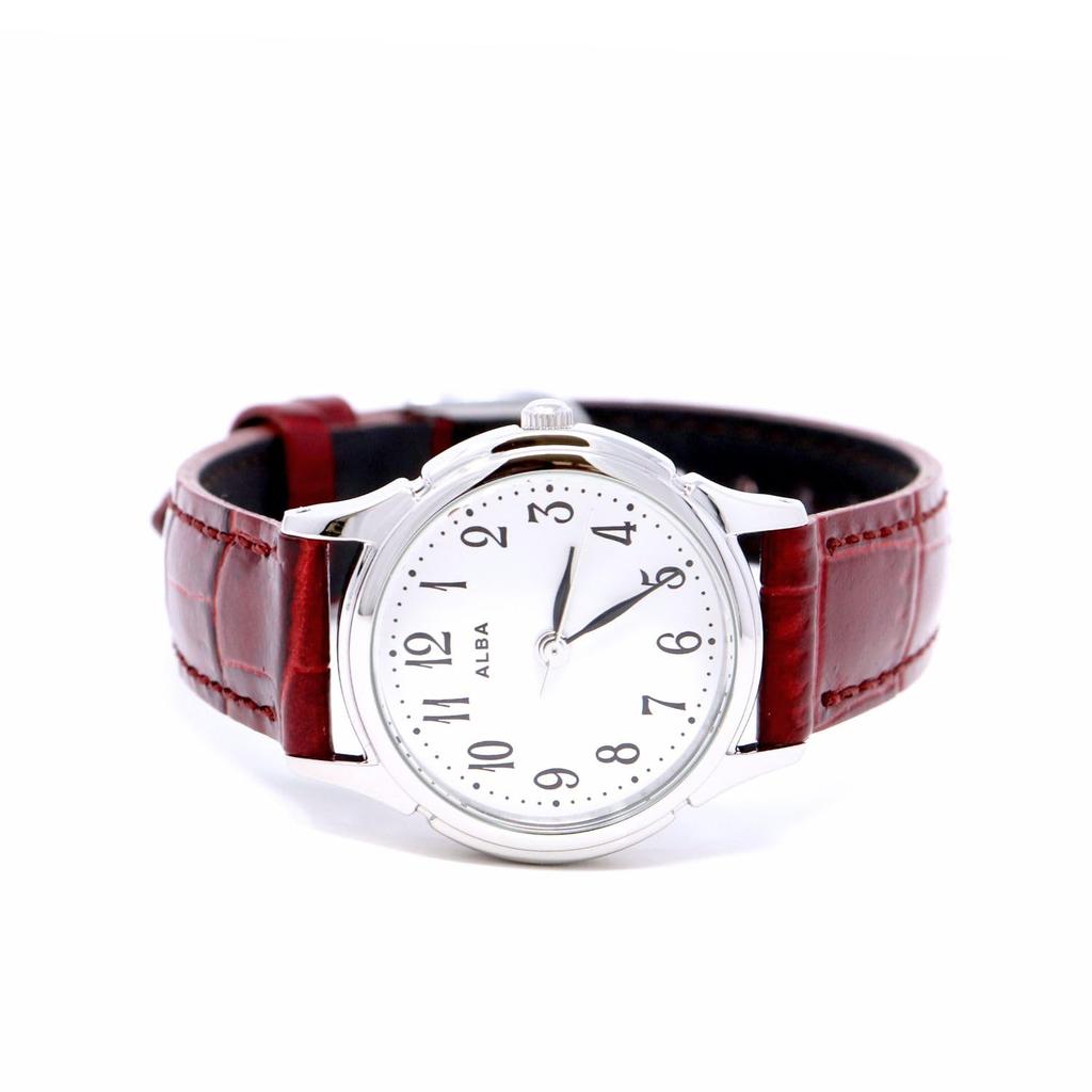 Часы Seiko Alba Кварцевые из нержавеющей стали Аналоговые часы с водозащитой 5 АТМ Белые Серебристые Женские (AEGK434, Циферблат, Корпус)