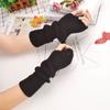 Women Long Fingerless Gloves Knitted Mittens Winter Arm Warmer Punk Gothic DIY Knitting Glove Y2K Girls Solid Gloves Arm Sleeves