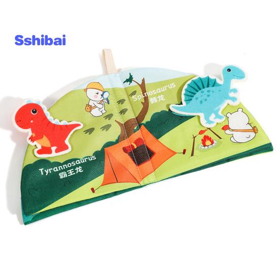 Baby Cloth Book Vegetable Fruit Animal Dinosaur Family Member, Tear-resistant Washable Early Education, Infant Boy Girl Crinkle Sensory Book