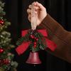 Christmas Bell Decoration Bowknot Decor Hanging Decorative Bell with Pine Branches Red Fruits Indoor Outdoor Ornament