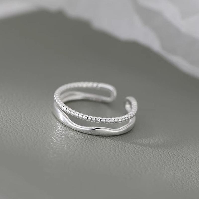 ANENJERY Необычные двухслойные полые кольца для женщин, крутящее кольцо нишевого дизайна, универсальные ювелирные изделия на каждый день