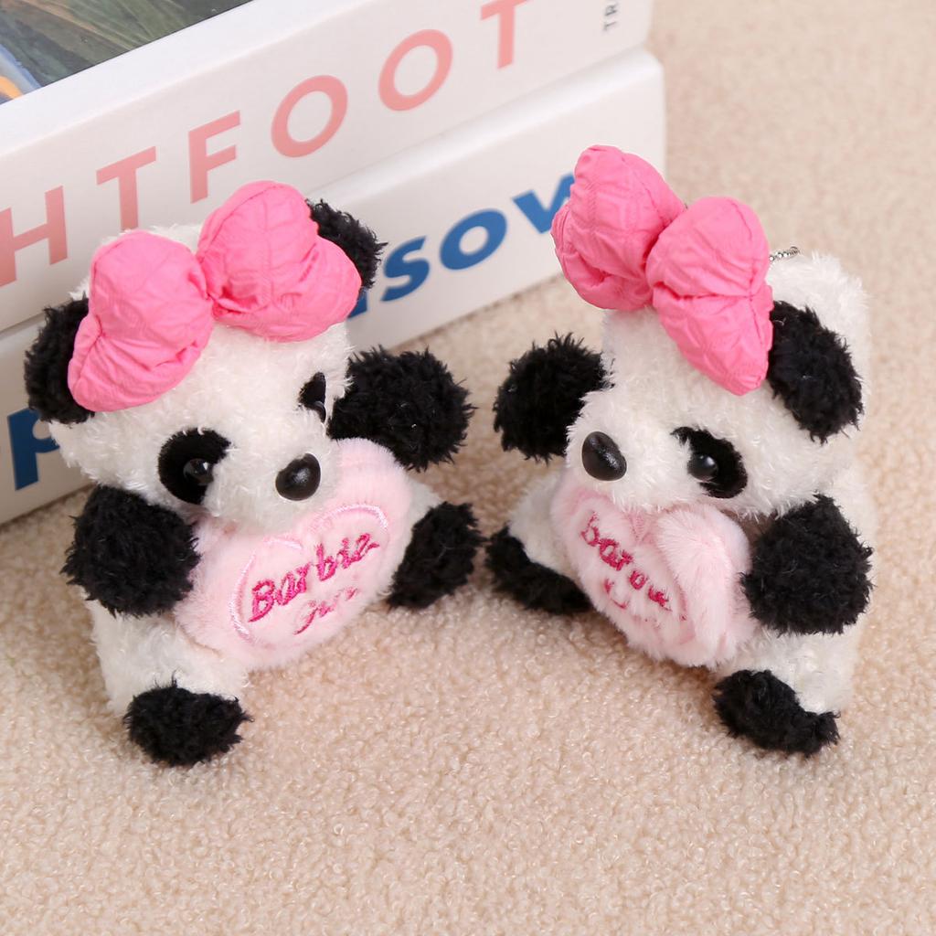 Bow love panda doll cute doll doll pendant girl bag pendant plush toy keychain