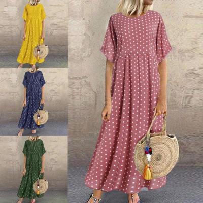 Летний тренд 2022 года: Женское платье больших размеров в свежем европейском и американском стиле в горошек