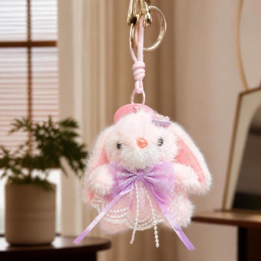 Kawaii Bunny Doll Pendant Ornaments Car Key Ring Key Ring Rabbit Plush Toy Keychain Pendant
