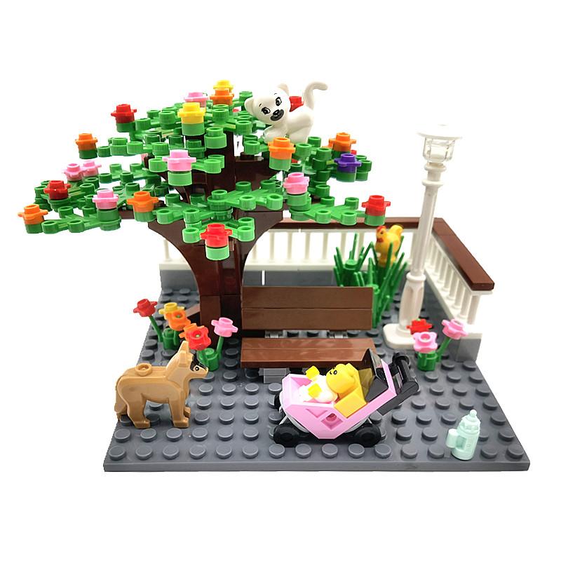 Farm Sunflowers Trees Bricks Blocks for Children MOC City Building Toys Animals Acc Bloques Compatible Classic Mini Blocks Parts