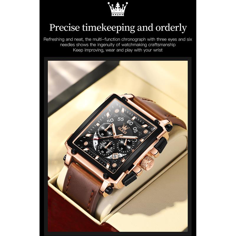 OLEVS 9919 Квадратные многофункциональные спортивные кварцевые настольные светящиеся мужские часы с подарочной коробкой