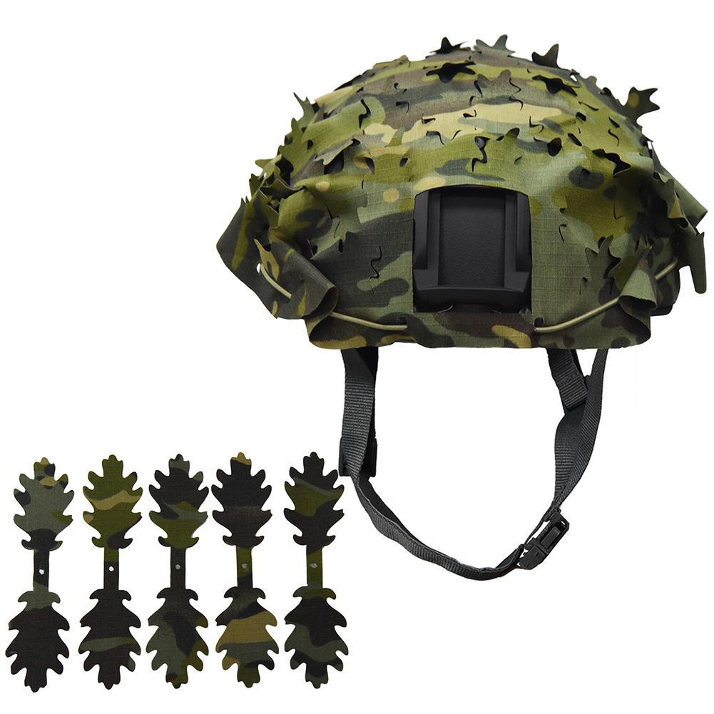 Tactical Helmet Cover Camo Helmet Cover 3D Breathable Mesh Helmet Cover Leaf Shape Adjustable Helmet Accessories