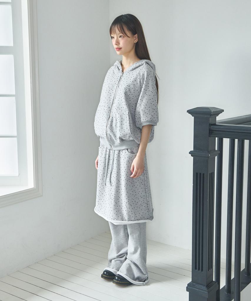 VIDEO JOCKEY Dot Skirt Pants [Melange Gray]