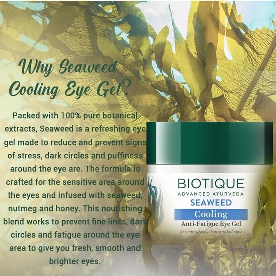 Biotique Восстанавливающий гель для кожи вокруг глаз против усталости Bio Seaweed | Подходит для всех типов кожи | 15 г, 1 шт.