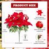 1-3PCS Christmas Simulation Bouquet Poinsettia Flannel Flower Head Pine Needle Christmas Ball Christmas Decoration Christmas Red