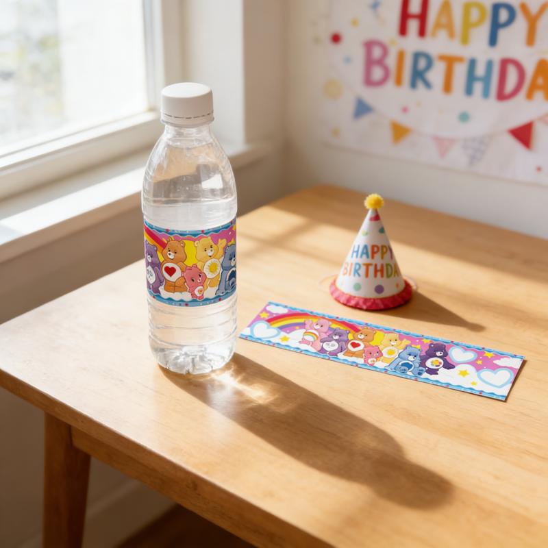 Care Bears Water Bottle Label6Pcs Cute Design Sticker Decor Theme Birthday Party Event Festival Holiday Gathering Decorative Kit Gas Tank Doors 4