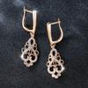 1 Pair Golden Color Long Dangle CZ Earrings Womens Love Infinity Earrings Fashion Wedding Party Jewelry