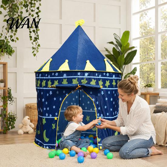 Breathable Fabric Tent Kids Castle Tent, Princess Playhouse for Girls, Indoor Outdoor Easy Setup Stable Frame Game with Star Moon Design, Birthday