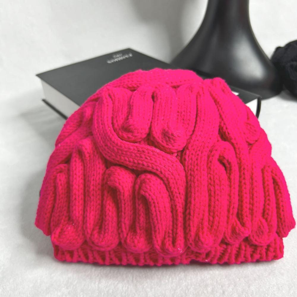 Warm Brain Pullover Cap Creative Funny Brain Beanie Stretchy Knitted Brain Hat Outdoor