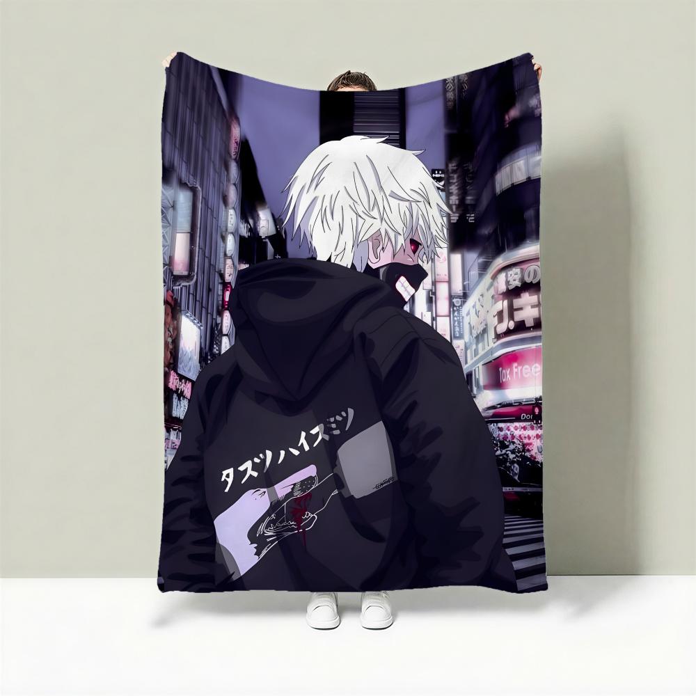 Anime T-Tokyo Ghoul Throw Lightweight 240g Flannel Blanket Soft Skin-friendly for Summer Cooling