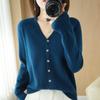 Женские кардиганы, осенне-зимний однобортный трикотаж, вязаный кардиган с длинным рукавом и v-образным вырезом, корейский модный весенний повседневный свитер