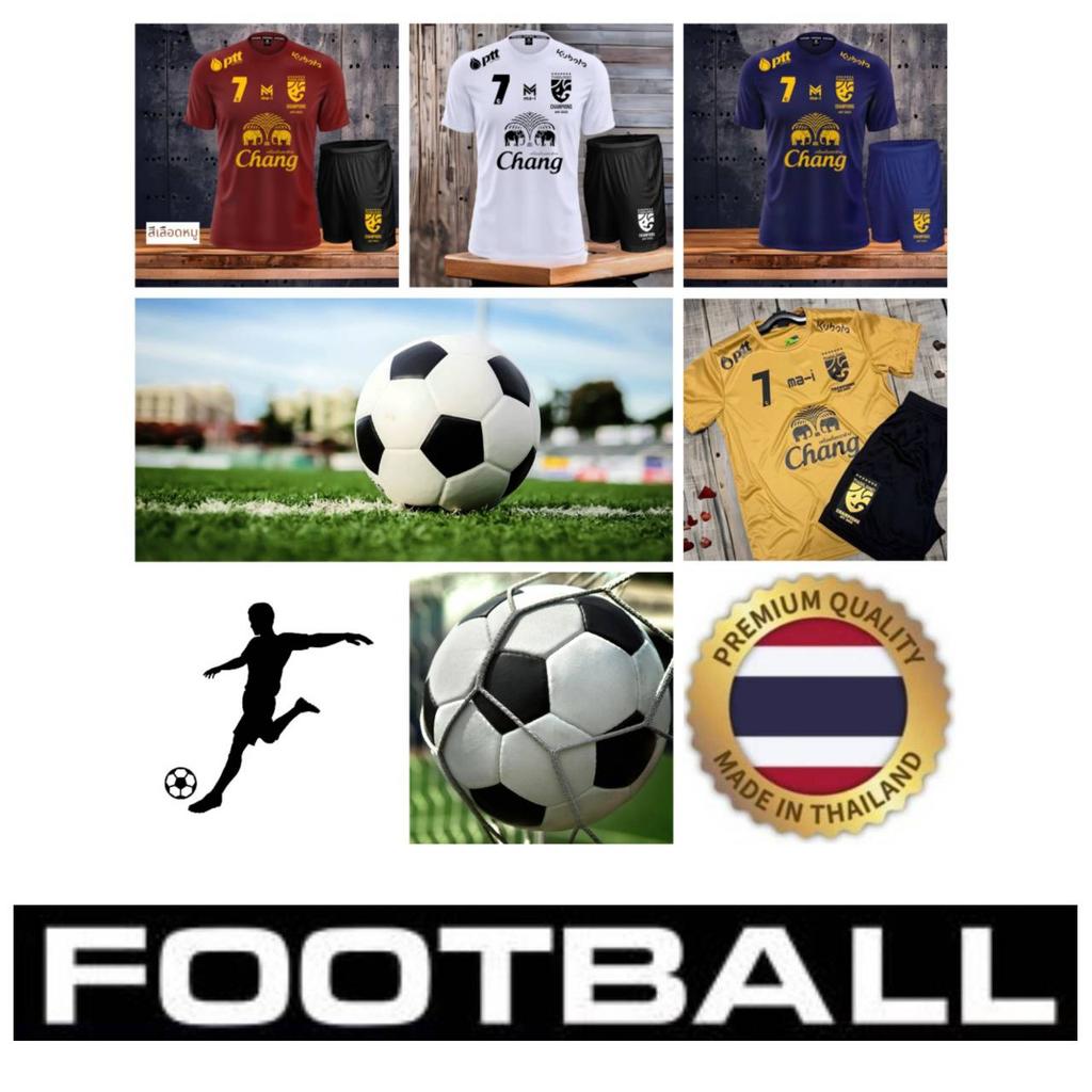THAILAND National Football Soccer Training JERSEY CHEER Print Quick Dry Shirt V Neck Polyester Short Sleeve Uniform Elephant Logo Sport Outdoor