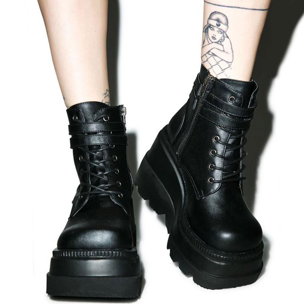 Платформа Высокие Каблуки Косплей Модные Осенние Зимние Туфли На Танкетке Ботильоны Женские
