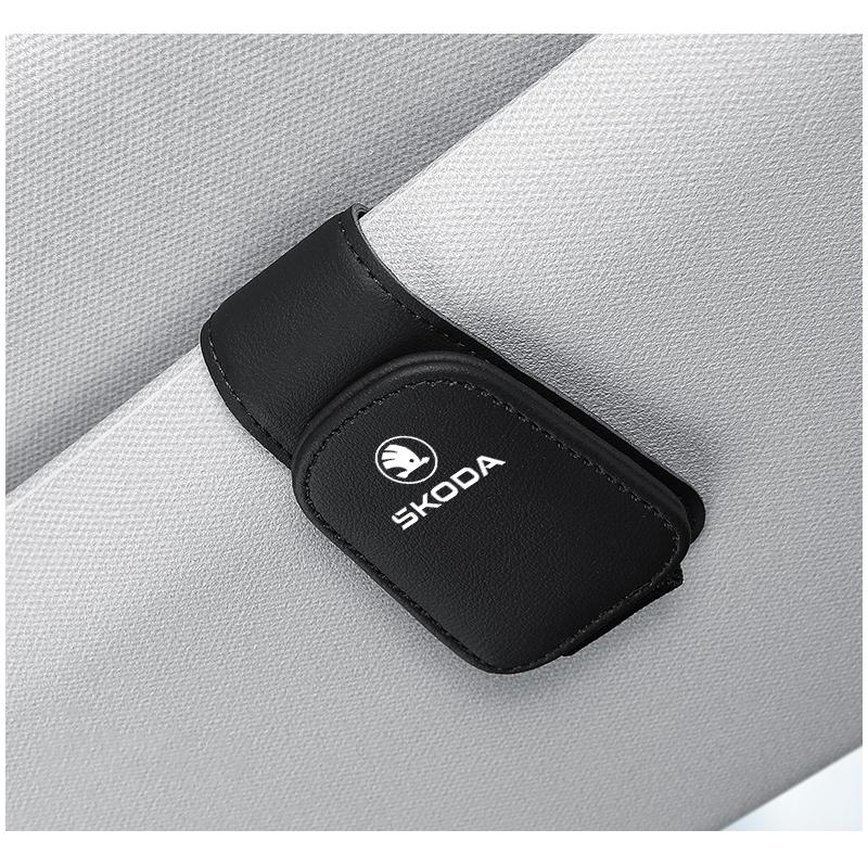 YCGG5 Car Supplies Magnetic Leather Sunglasses Clip-on Car Sun Visor For Skoda Octavia A5 RS Fabia Superb Accessories Car-Styling