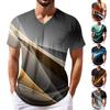 Summer Men's Popular T-shirt Printed V-neck Short Sleeved T-shirts
